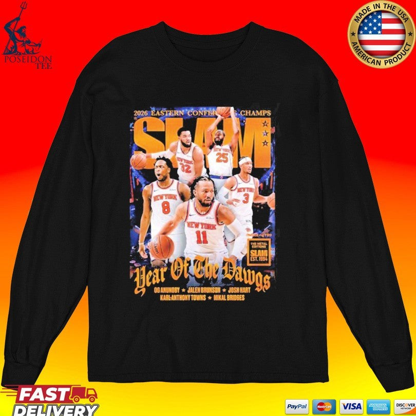 New York Knicks Slam 262 Year Of The Dawgs 2026 Eastern Conference Champs Magazine Cover Orange Metal Editions Premium T-shirt