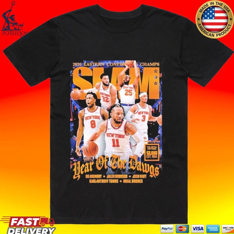 New York Knicks Slam 262 Year Of The Dawgs 2026 Eastern Conference Champs Magazine Cover Orange Metal Editions Premium T-shirt