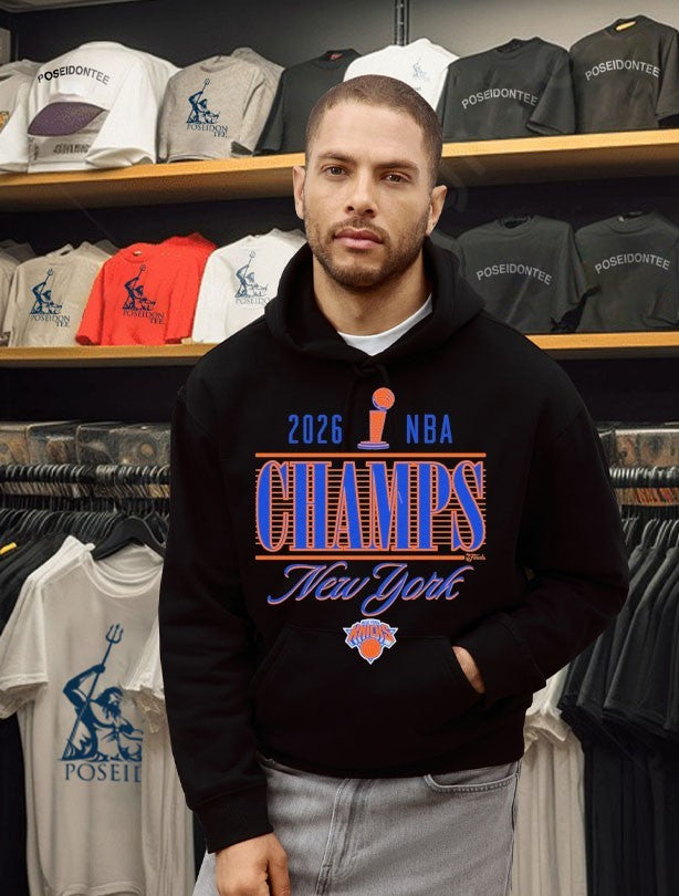 New York Knicks Sportiqe 2026 Nba Finals Champions Trophy Skyline T-shirt