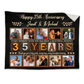 Personalized 35th Anniversary Photo Collage Blanket, Custom 35 Years Together Gift, Wedding Anniversary Blanket, Couple Memory Keepsake