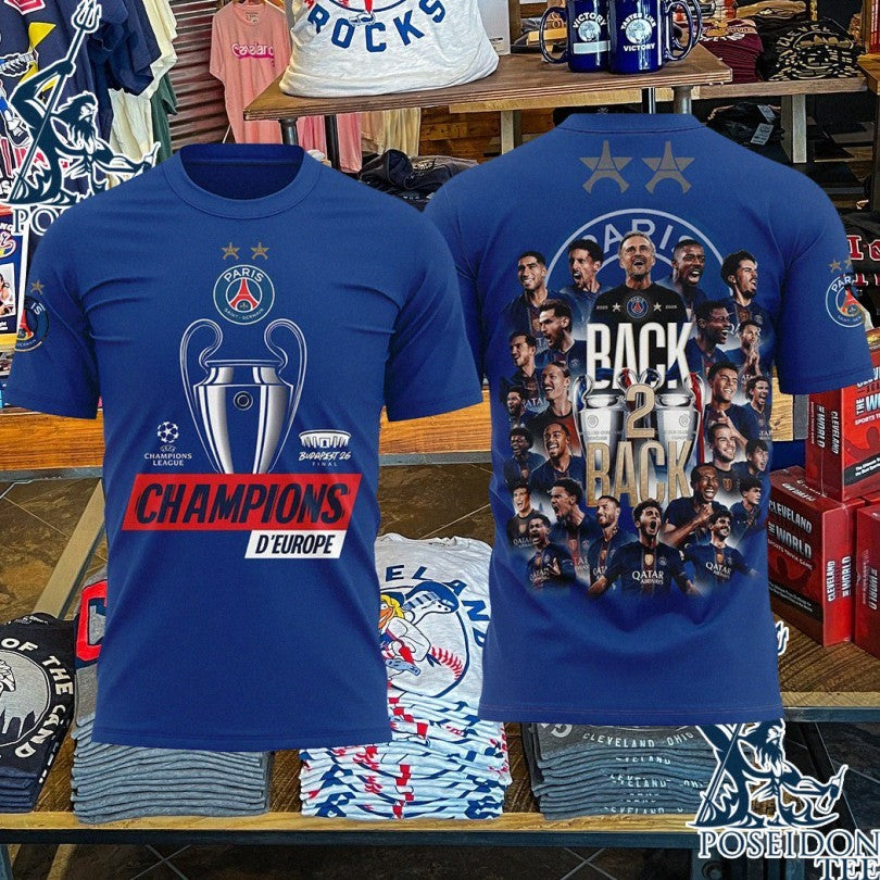 Paris Saint-germain Ucl 2026 Back To Back European Champions T-shirt