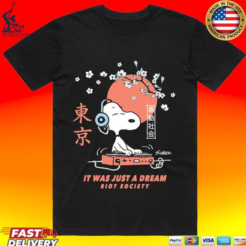 Peanuts Snoopy Japan Dj Mens It Was Just A Dream Riot Society T-shirt