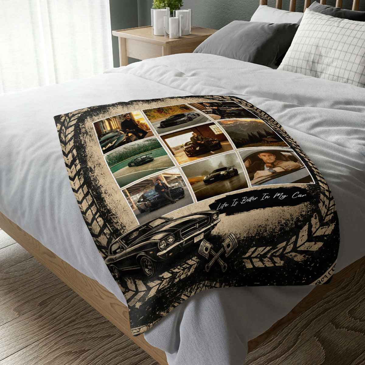 Personalized Car Blanket, Custom Car Photo Blanket, Car Lover Gift, Car Enthusiast Gift, Classic Car Gift, Auto Racing Gift, Custom Car Collage Blanket