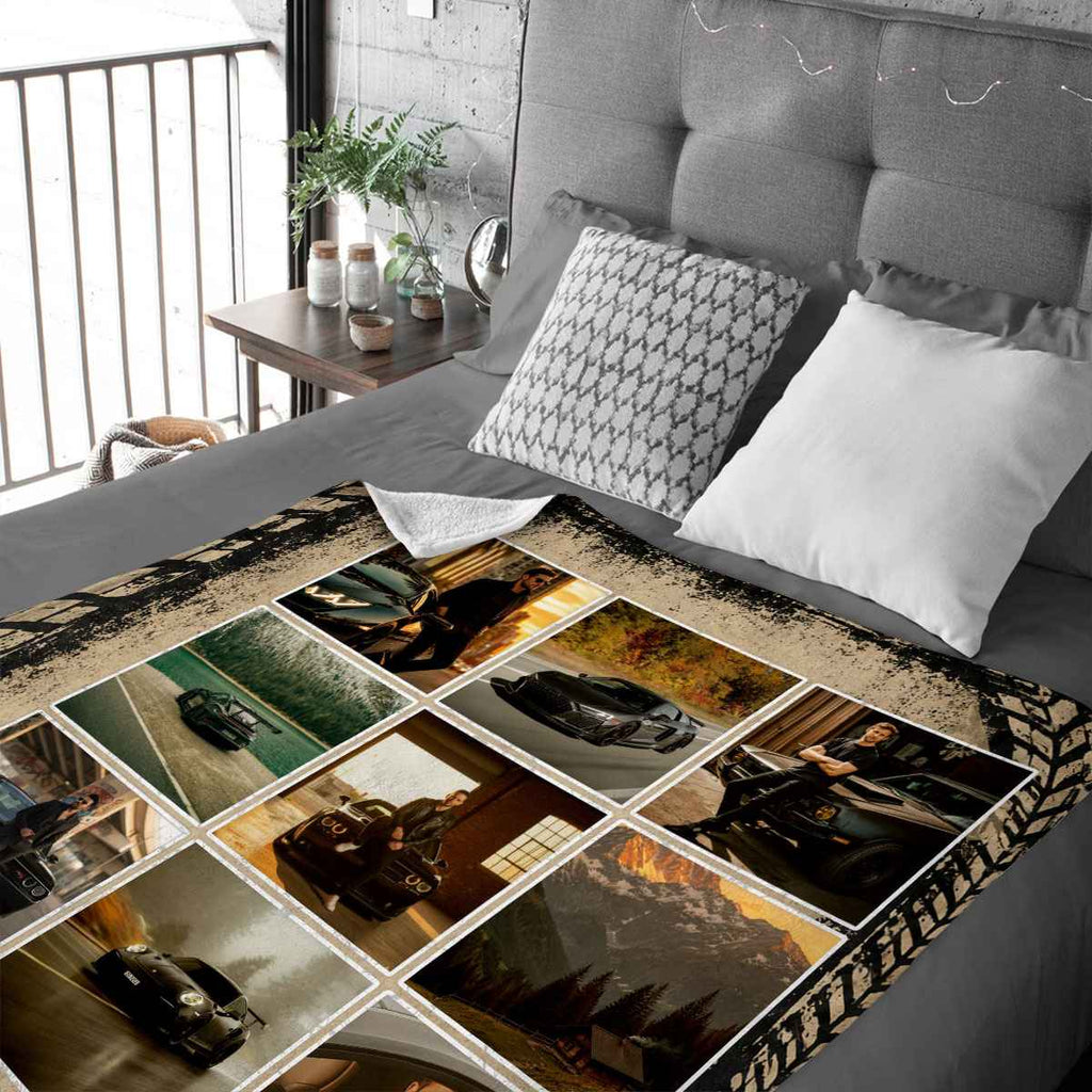 Personalized Car Blanket, Custom Car Photo Blanket, Car Lover Gift, Car Enthusiast Gift, Classic Car Gift, Auto Racing Gift, Custom Car Collage Blanket