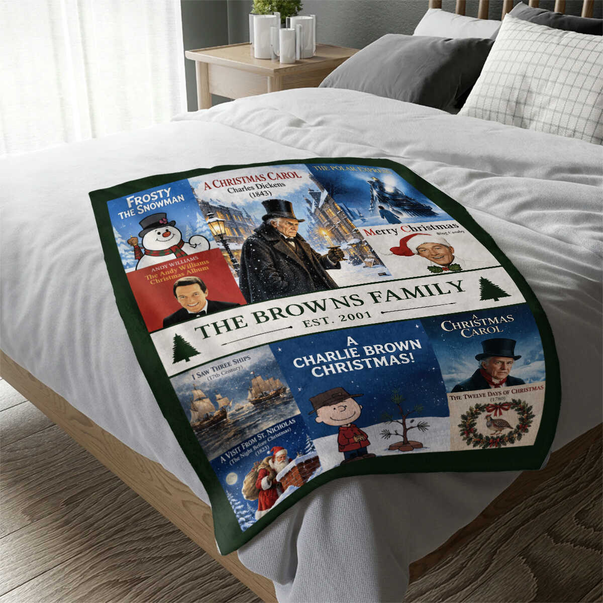Personalized Christmas Movie Blanket, Christmas Vacation Blanket, Family Christmas Blanket, Christmas Movie Night Blanket, Gift for Movie Lovers