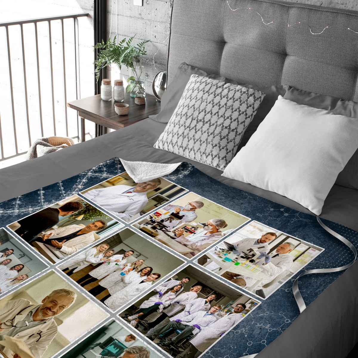 Personalized Doctor DNA Blanket, Molecular Biology Gift, Custom Doctor Photo Blanket, DNA Research Gift, Biologist Gift, Laboratory Gift