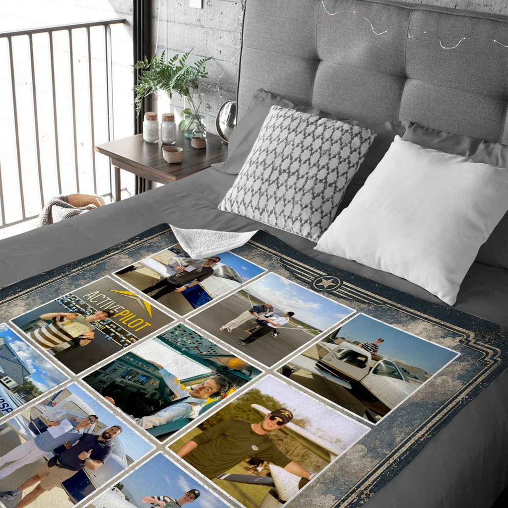 Personalized First Solo Flight Blanket, Custom Pilot Photo Blanket, Student Pilot Gift, First Solo Flight Keepsake, Aviation Gift, Flight Training Gift