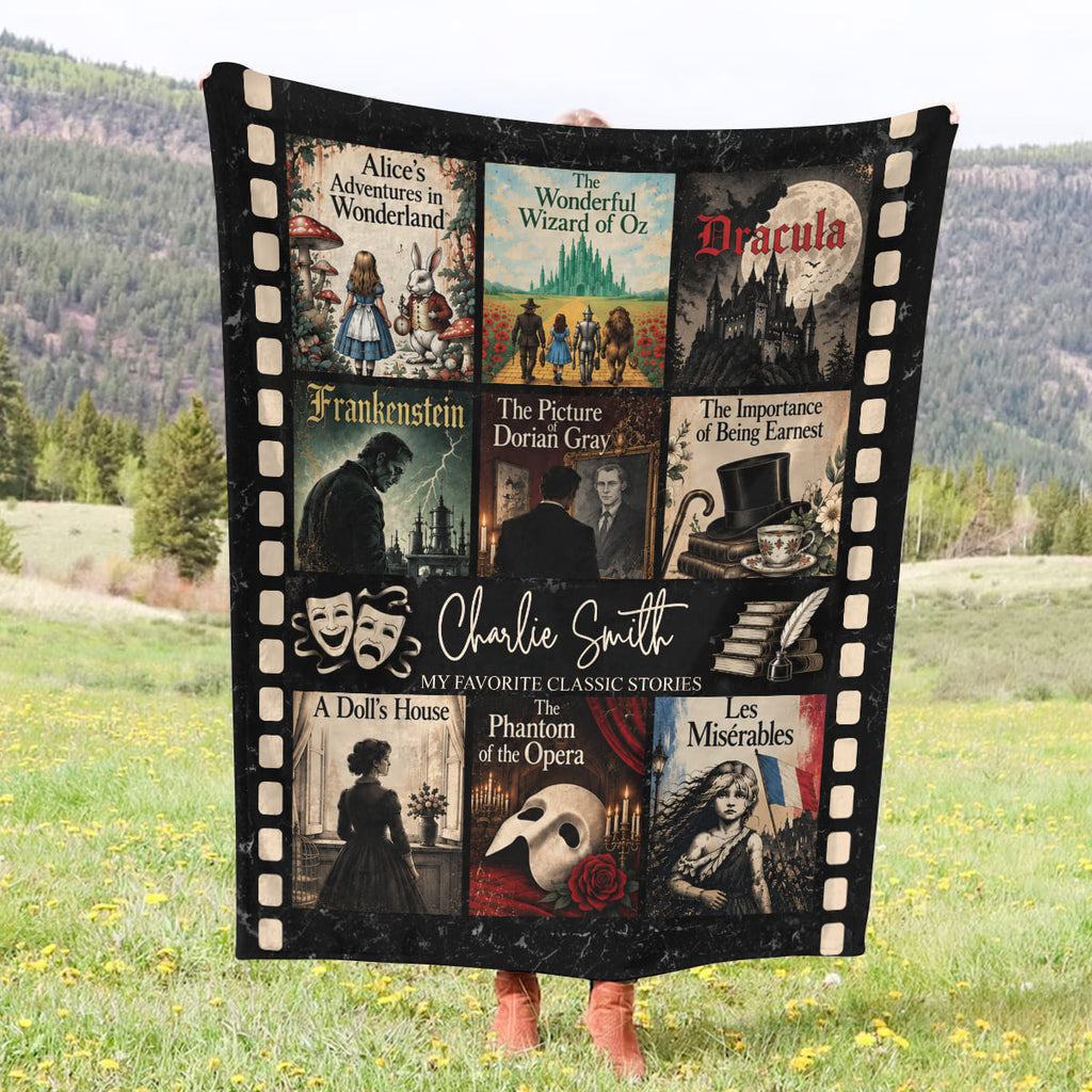 Personalized Musical Theater Blanket, Custom Name Theater Blanket, Famous Plays & Musicals Gift, Broadway Lover Gift