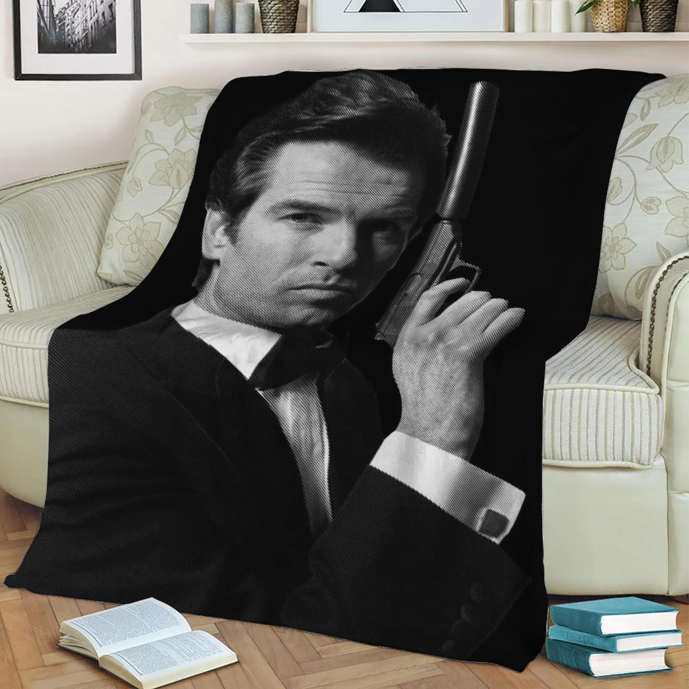 pierce brosnan bond 007 Fleece Throw Blanket