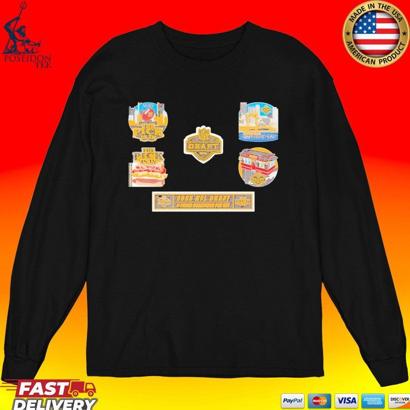 Pittsburgh Steelers Souvenir 2026 Nfl Draft Set 5-piece Collector Pin Set T-shirt