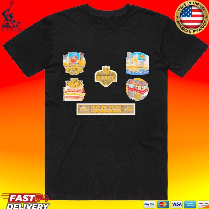 Pittsburgh Steelers Souvenir 2026 Nfl Draft Set 5-piece Collector Pin Set T-shirt