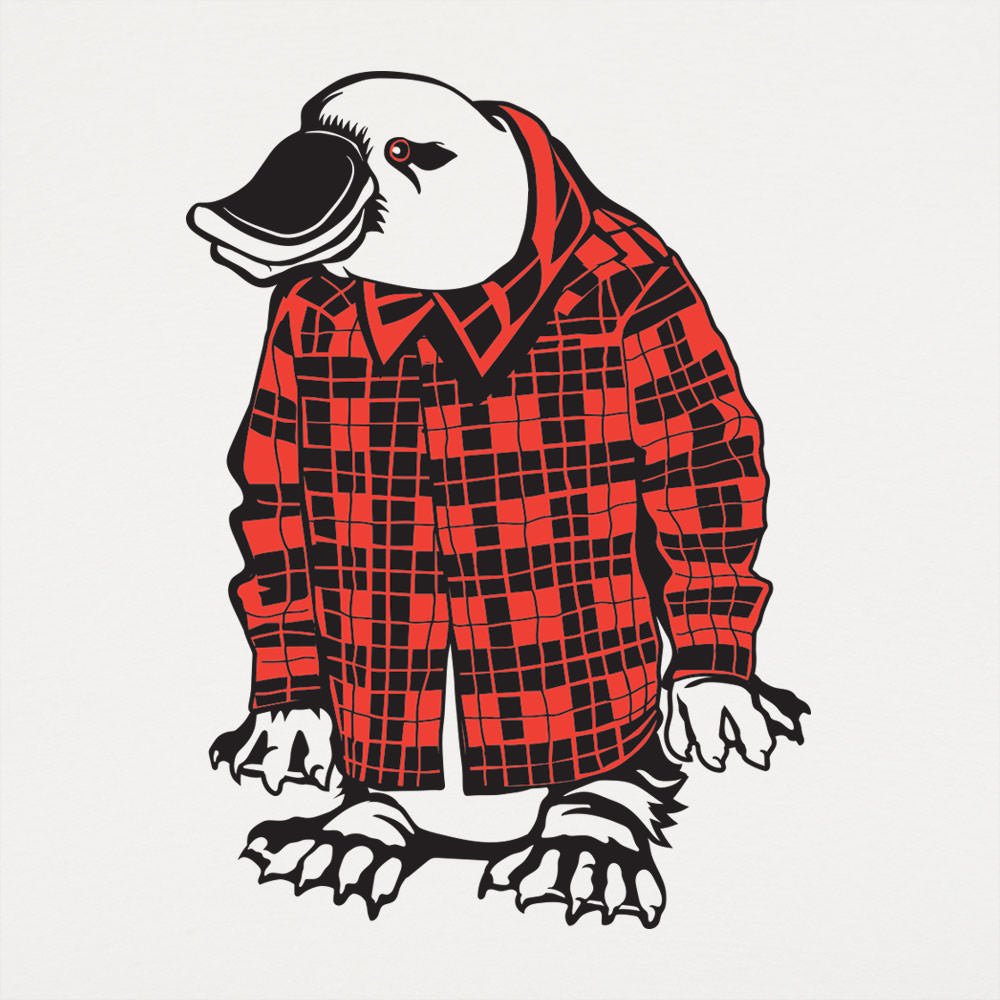 Plaidypus Platypus Wearing Red Plaid Flannel