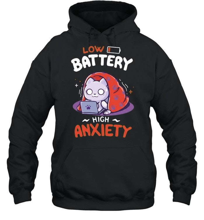 Anxious Cat Laptop low battery high anxiety Shirt