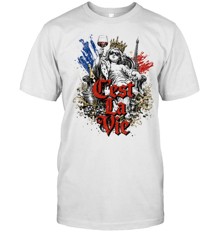 Cherub and Eiffel Tower Cest la Vie French Culture Shirt