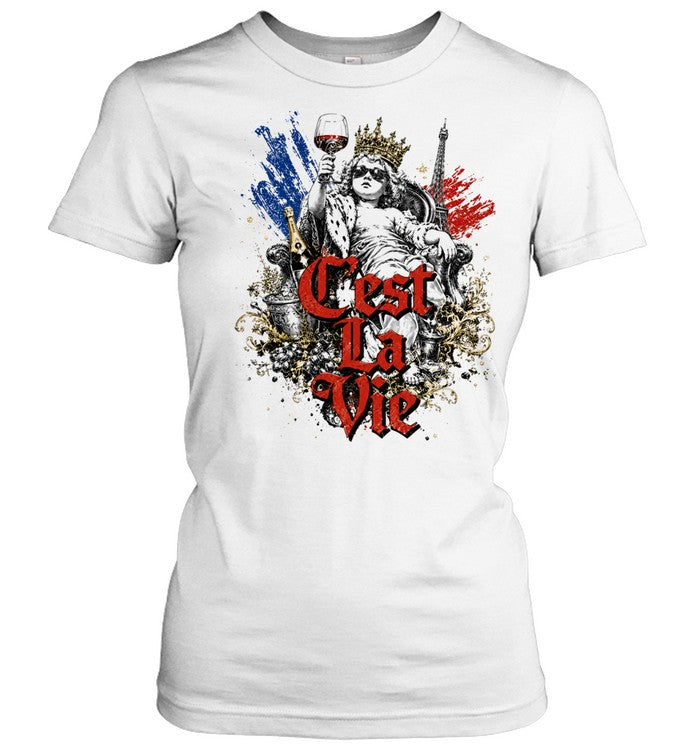 Cherub and Eiffel Tower Cest la Vie French Culture Shirt