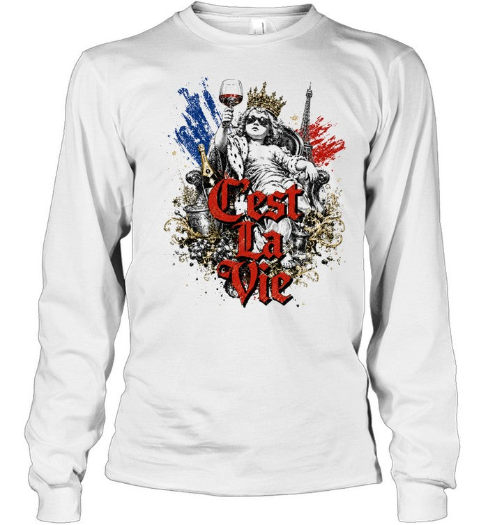 Cherub and Eiffel Tower Cest la Vie French Culture Shirt