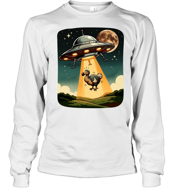 Dodo Bird abducted by UFO space spaceship night sky extraterrestrial light Shirt