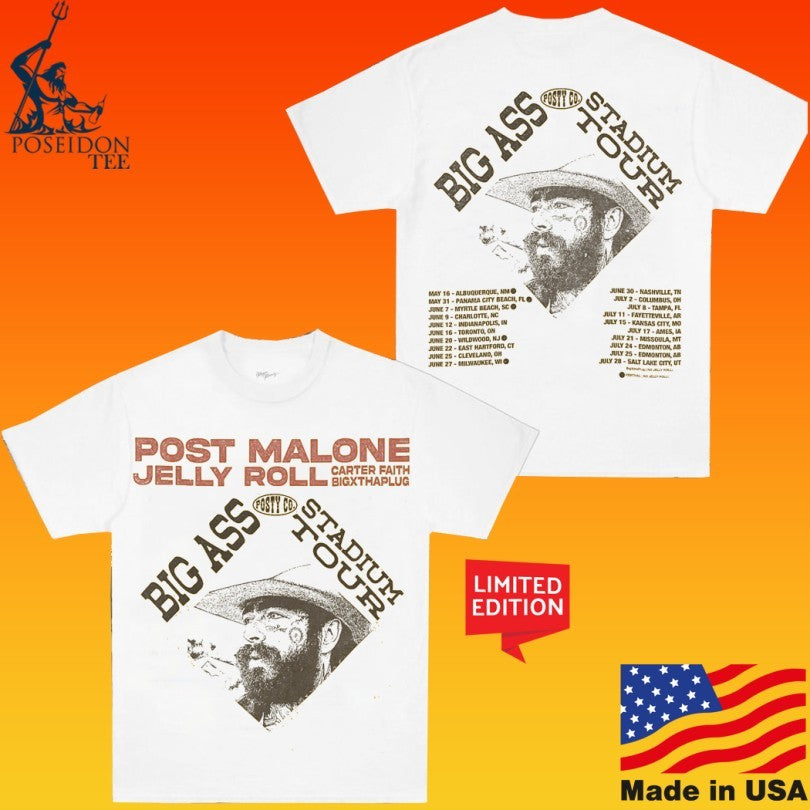 Post Malone & Jelly Roll Big Ass Stadium Tour 2026 T-shirt