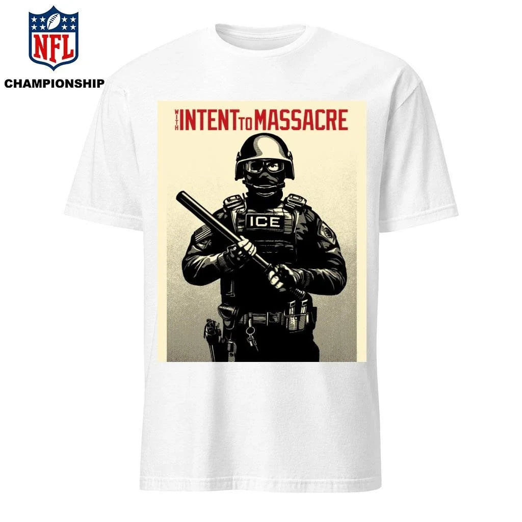 Projection Mirror With Intent to Massacre ICE Shirt