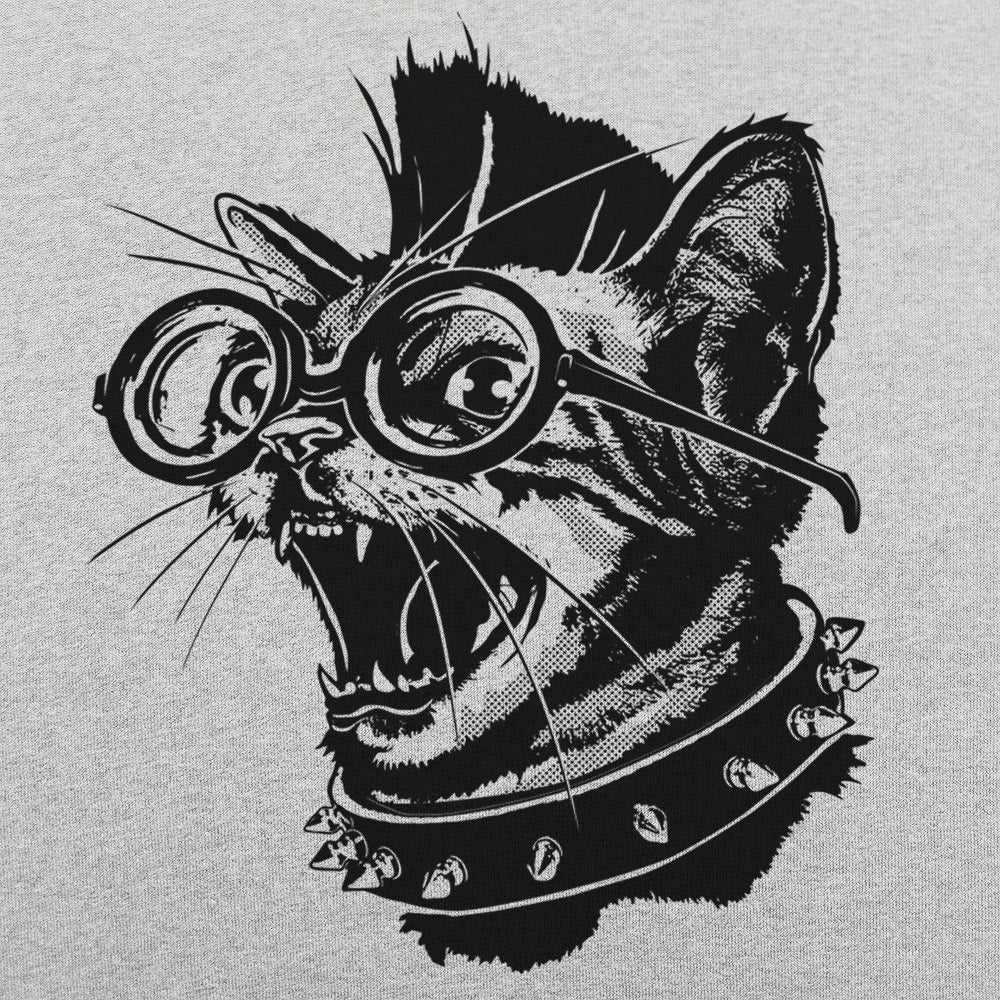 Punk Cat with Spiked Collar and Glasses