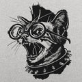 Punk Cat with Spiked Collar and Glasses