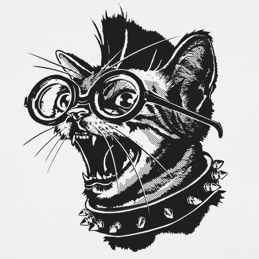Punk Cat with Spiked Collar and Glasses