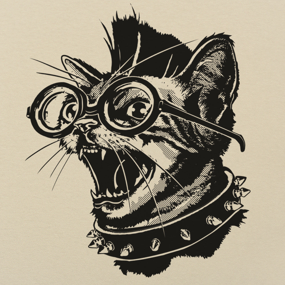 Punk Cat with Spiked Collar and Glasses