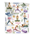 Personalized Yoga Blanket, Custom Yoga Lover Gift, Cute Yoga Poses Fleece Blanket, Meditation Gift for Her, Yogi Instructor Present