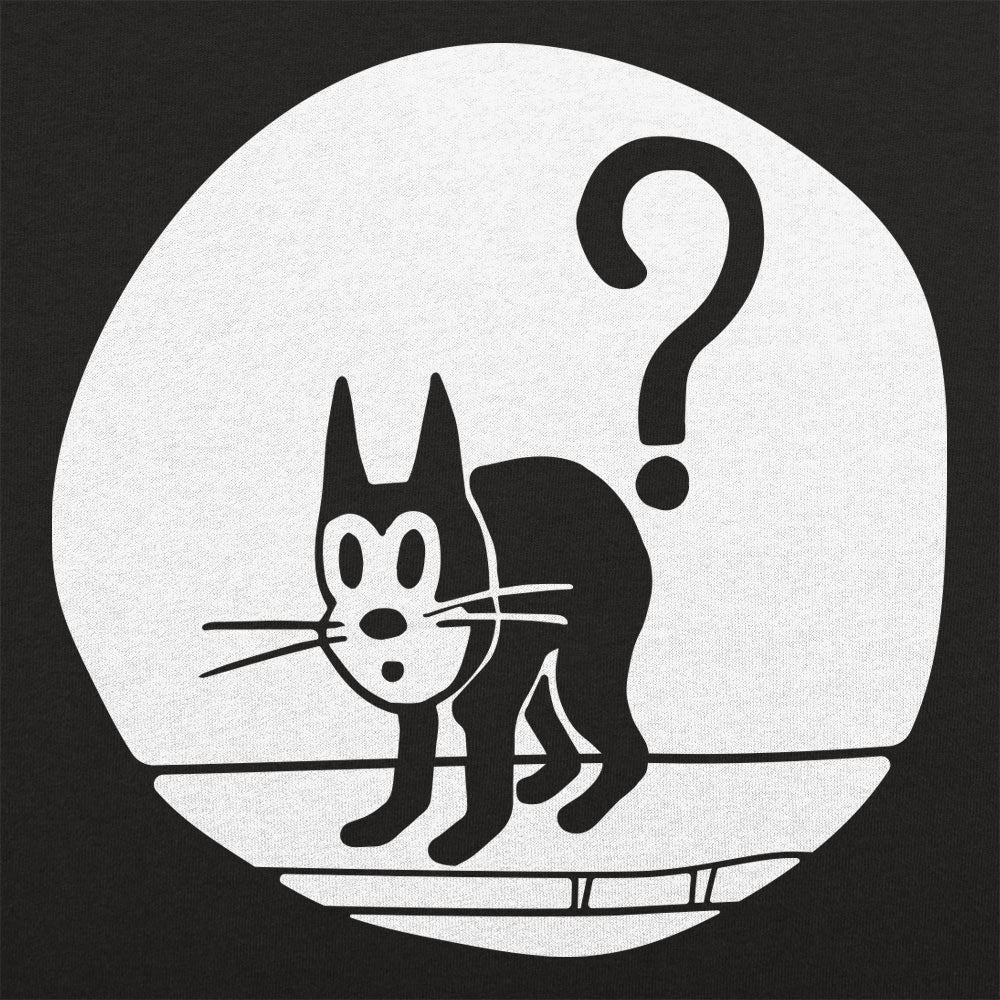 Question Cat Arched Black Kitty Under a Question Mark