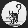 Question Cat Arched Black Kitty Under a Question Mark