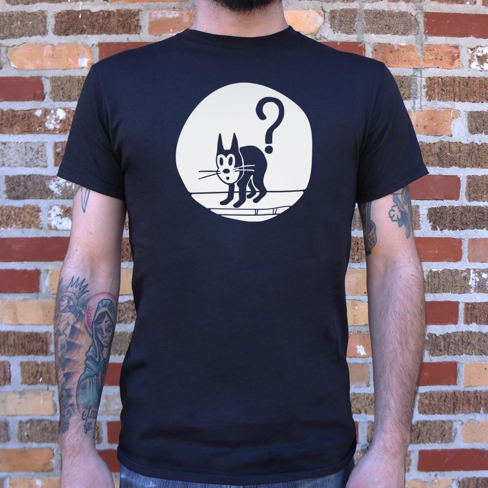 Question Cat Arched Black Kitty Under a Question Mark