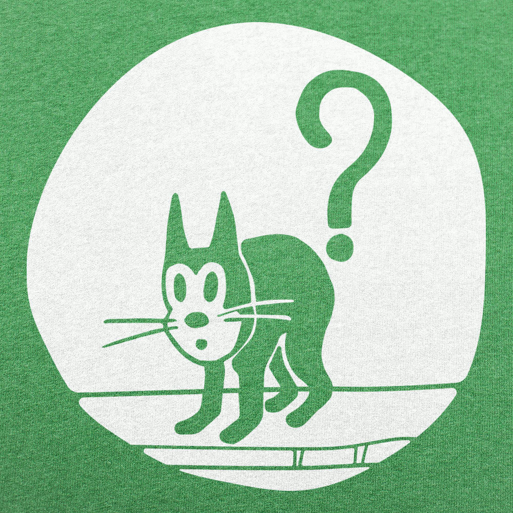 Question Cat Arched Black Kitty Under a Question Mark