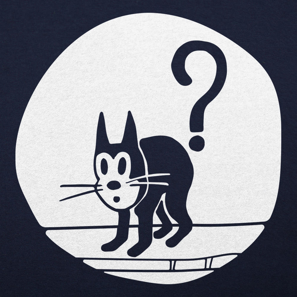 Question Cat Arched Black Kitty Under a Question Mark