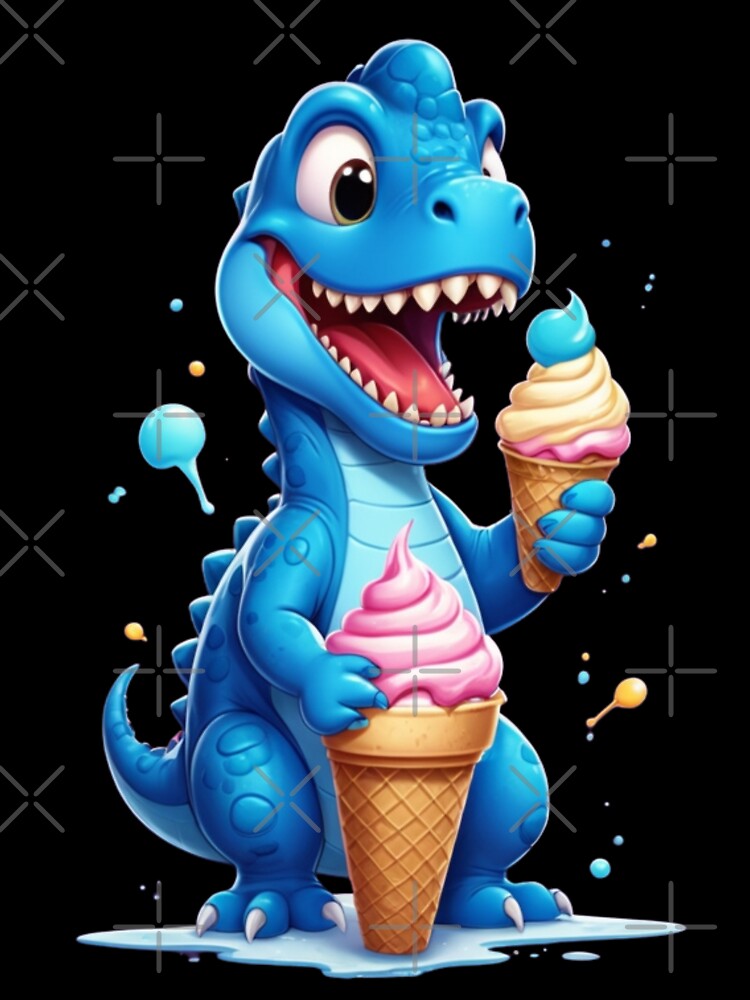 blue dinosaur eating ice cream by KIDS-PRINTS