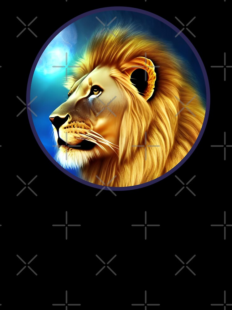 African Lion Head with magical nature wallpaper by The Love Quill