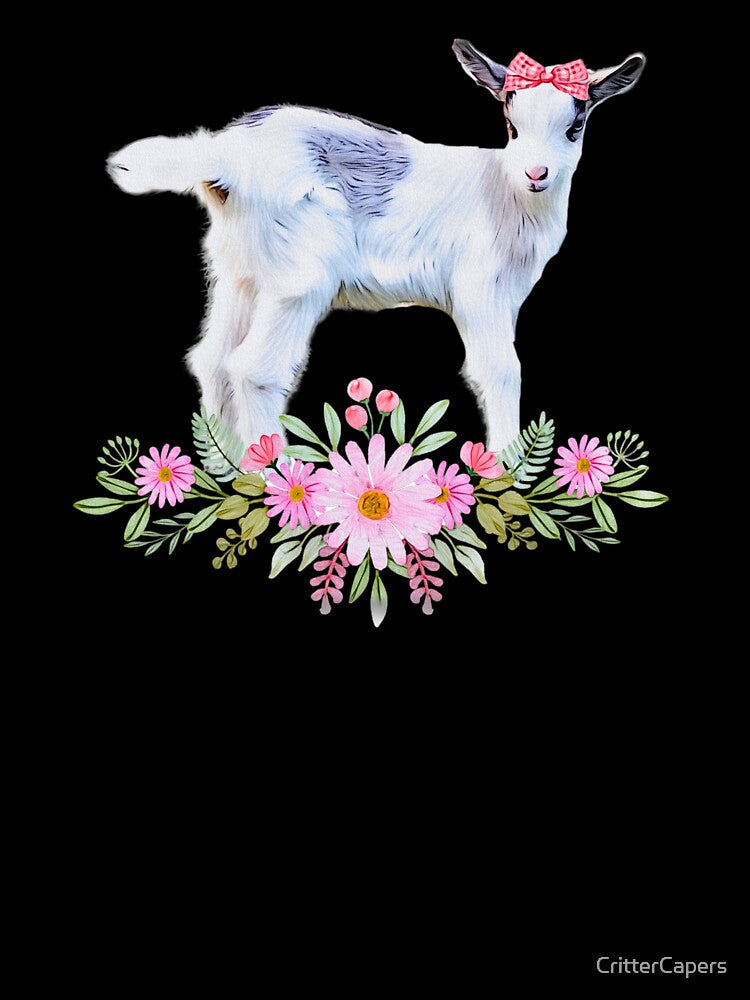 Sweet baby goat, Nigerian Dwarf kid with bow and florals by CritterCapers