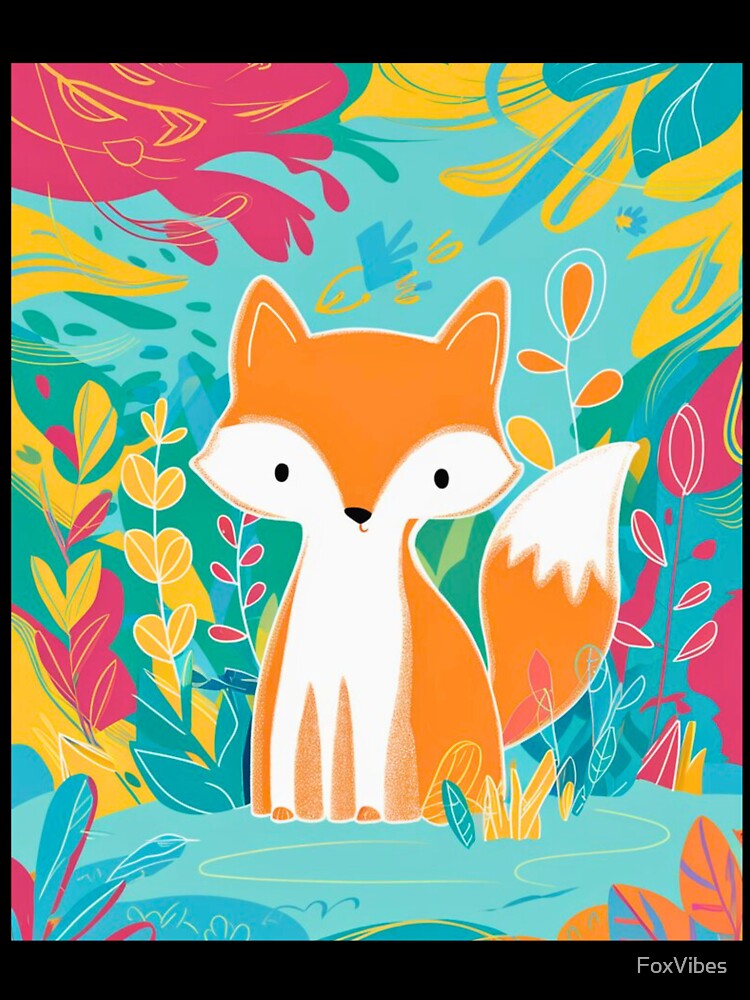 Cute Fox. Adorable fox, watercolor fox, fox drawing, floral fox, fox image by FoxVibes