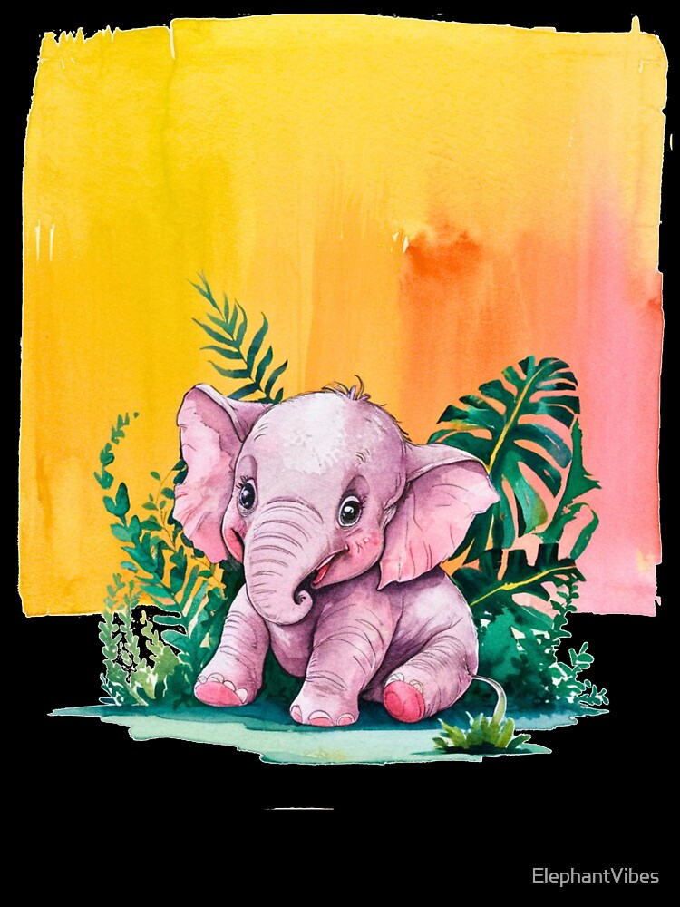 Cute Elephant. Little elephant, colorful elephant, elephant drawing by ElephantVibes
