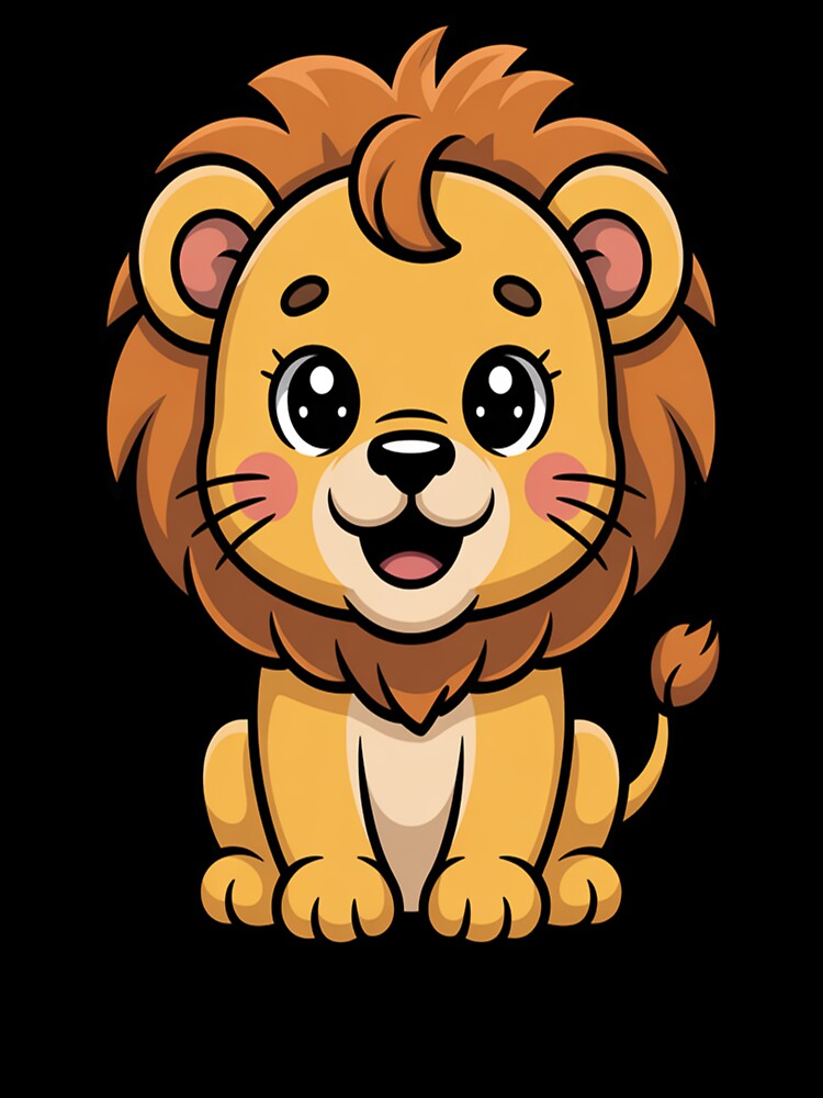 Cute Baby Lion Kawaii Cartoon – Adorable Lion Mascot Illustration by ShellyMcCarthy
