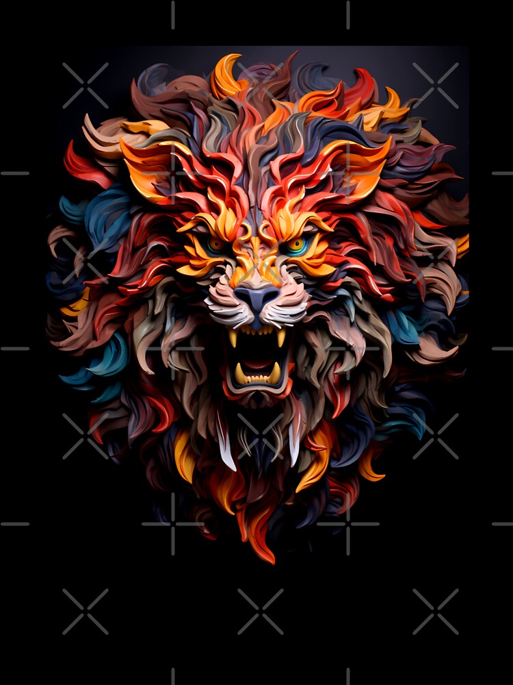 Multicolored Style Lion Themed Art Print by mondmakes