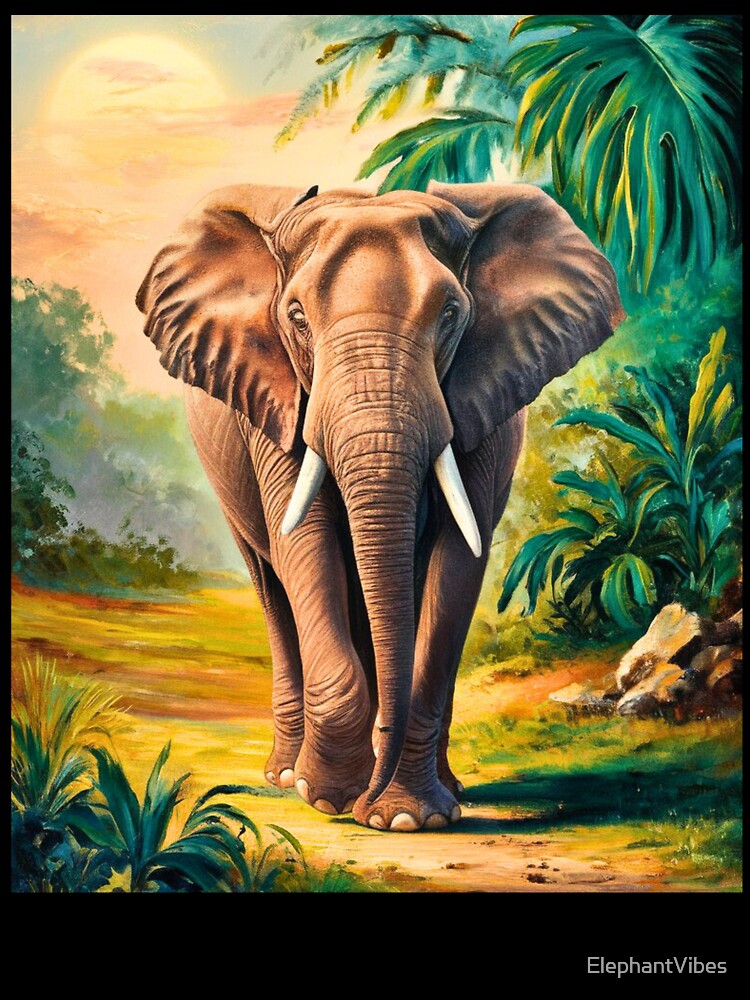 Elephant Portrait. Elephant painting, vibrant elephant, vintage elephant, Camille Pissarro style by ElephantVibes