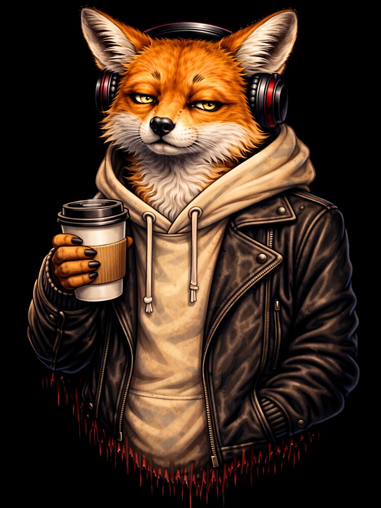 Sarcastic Fox Drinking Coffee – Chill Morning Streetwear Animal Art by ColorSplash123