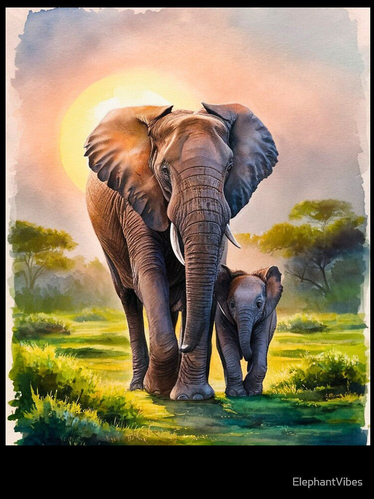 Elephant Portrait. mother elephant, elephant baby, small elephant, adorable elephant by ElephantVibes