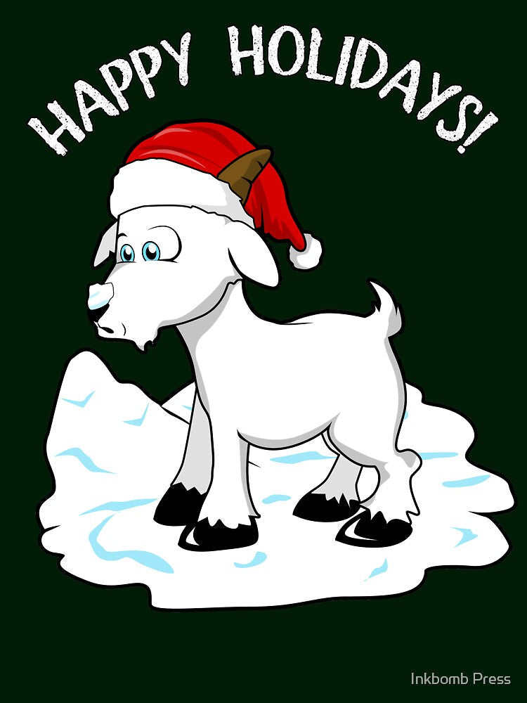 Christmas Goat TShirt | Happy Holidays by Inkbomb Press