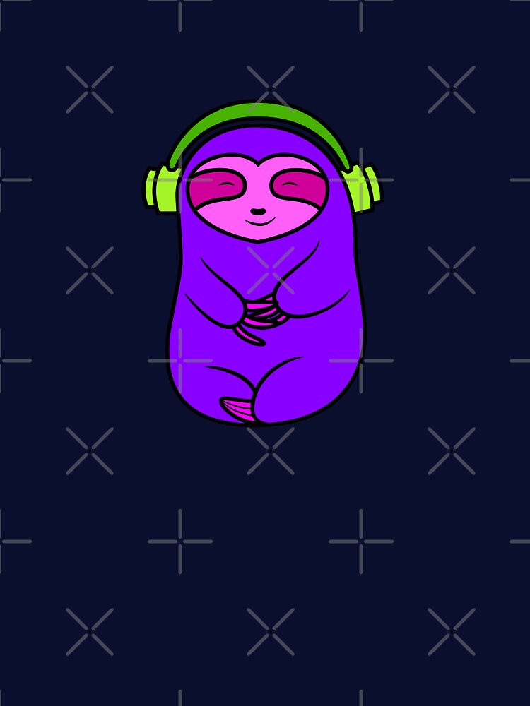 Happy Purple Sloth Listening to Music by SubtleSplit