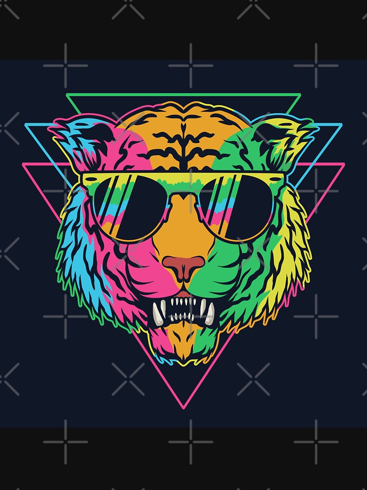 Colourful Tiger Sunglasses Art - Neon Rainbow Tiger - Cool Pop Art Design by leen12 Art Designs Prints