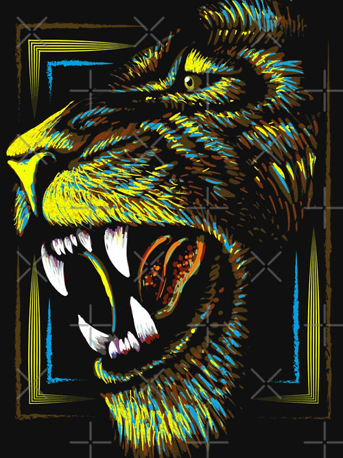 Artistic Lion Head - Colorful Lion Drawing by BigWildKiwi