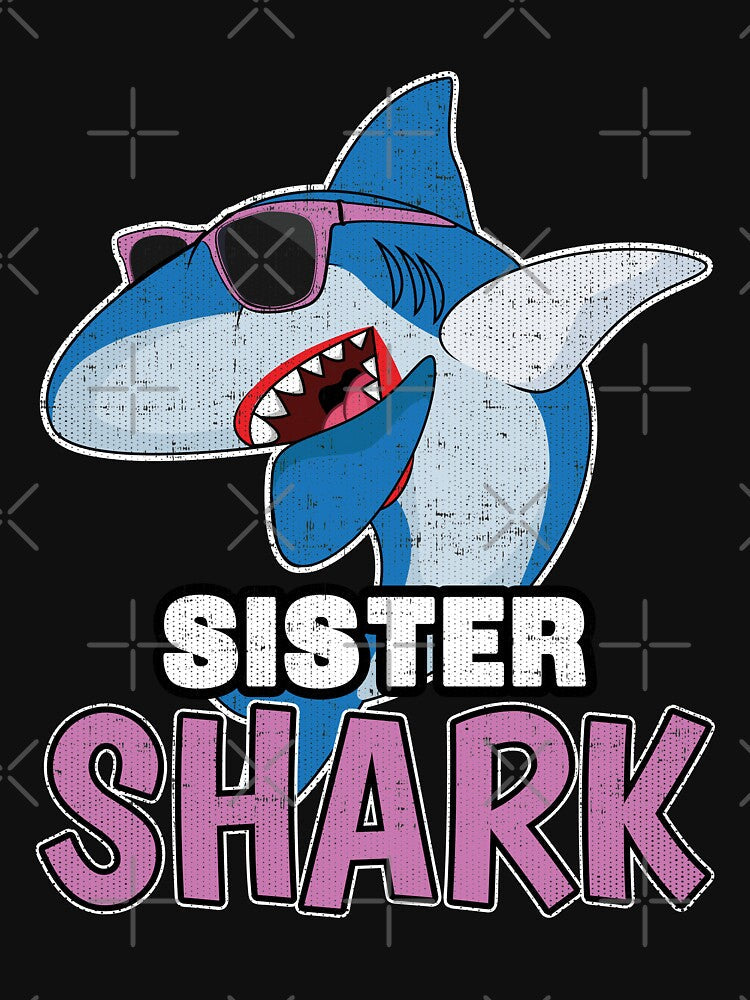 Dabbing Sister Shark T-Shirt Family Matching Gift Tee by Hananiah Merch