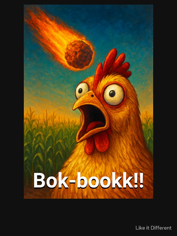 A frightened chicken clucks in amazement - funny design by Like it Different