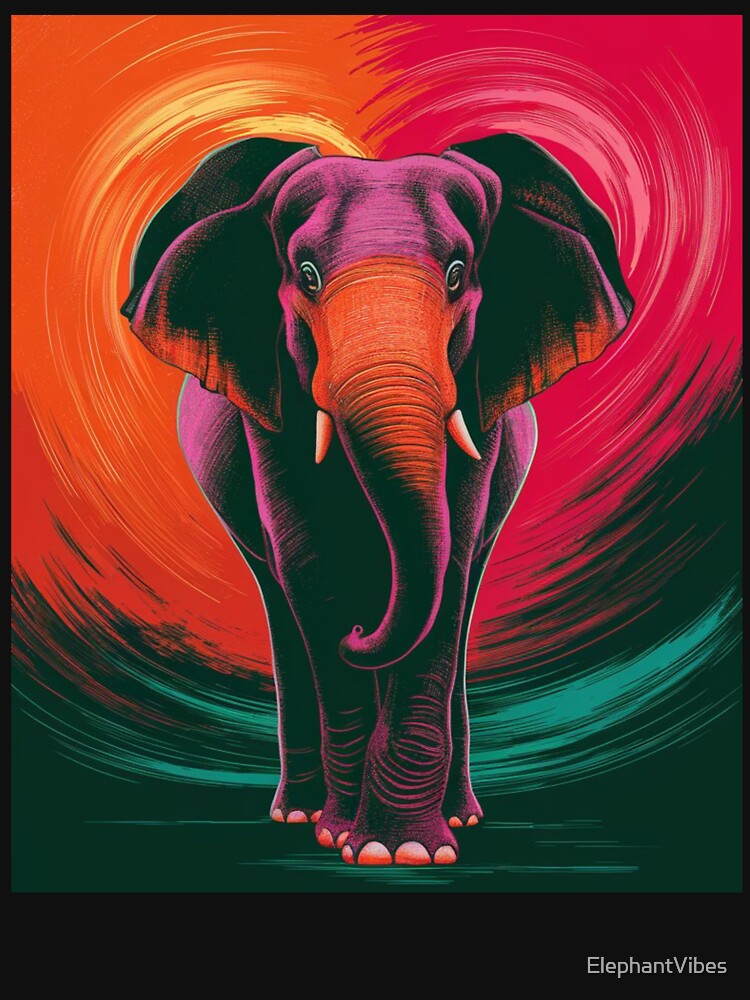 Elephant Portrait. abstract elephant, whimsical elephant, colorful elephant by ElephantVibes